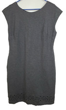 Banana Republic Womens Sheath Dress Size 14 Gray Laser Cut Hem Ponte Minimalist