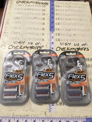 3X New BIC Flex 5 Hybrid, 5 Flexible Blades, One handle, 4 Cartridges