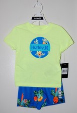 NWT Hurley Toddler Boys Neptune Blue Tropical Parrot 2pc Short Set sz 2T