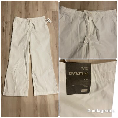 Vintage Gap Drawstring Loose Straight Pants Size 12 White Cotton Minimalist Y2K