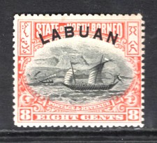 M14116 Labuan 1897 SG94c - 8c black & vermilion.