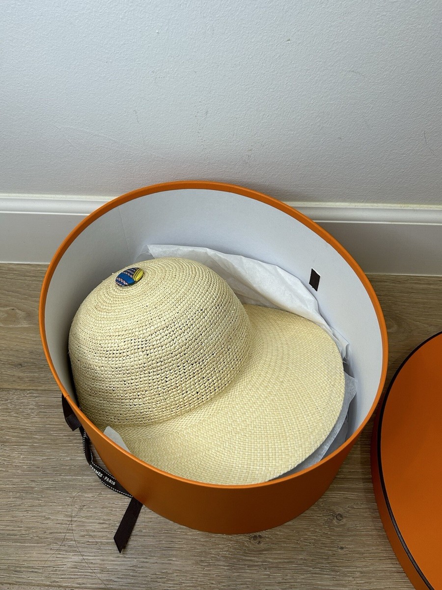Hermes Straw Sun Hat Full Set With Hatbox Sz. 57 | eBay