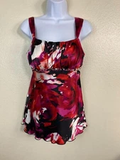 Y2K Babydoll Satin Sleeveless Top size Medium Empire Waist Chain Detail Iz Byer