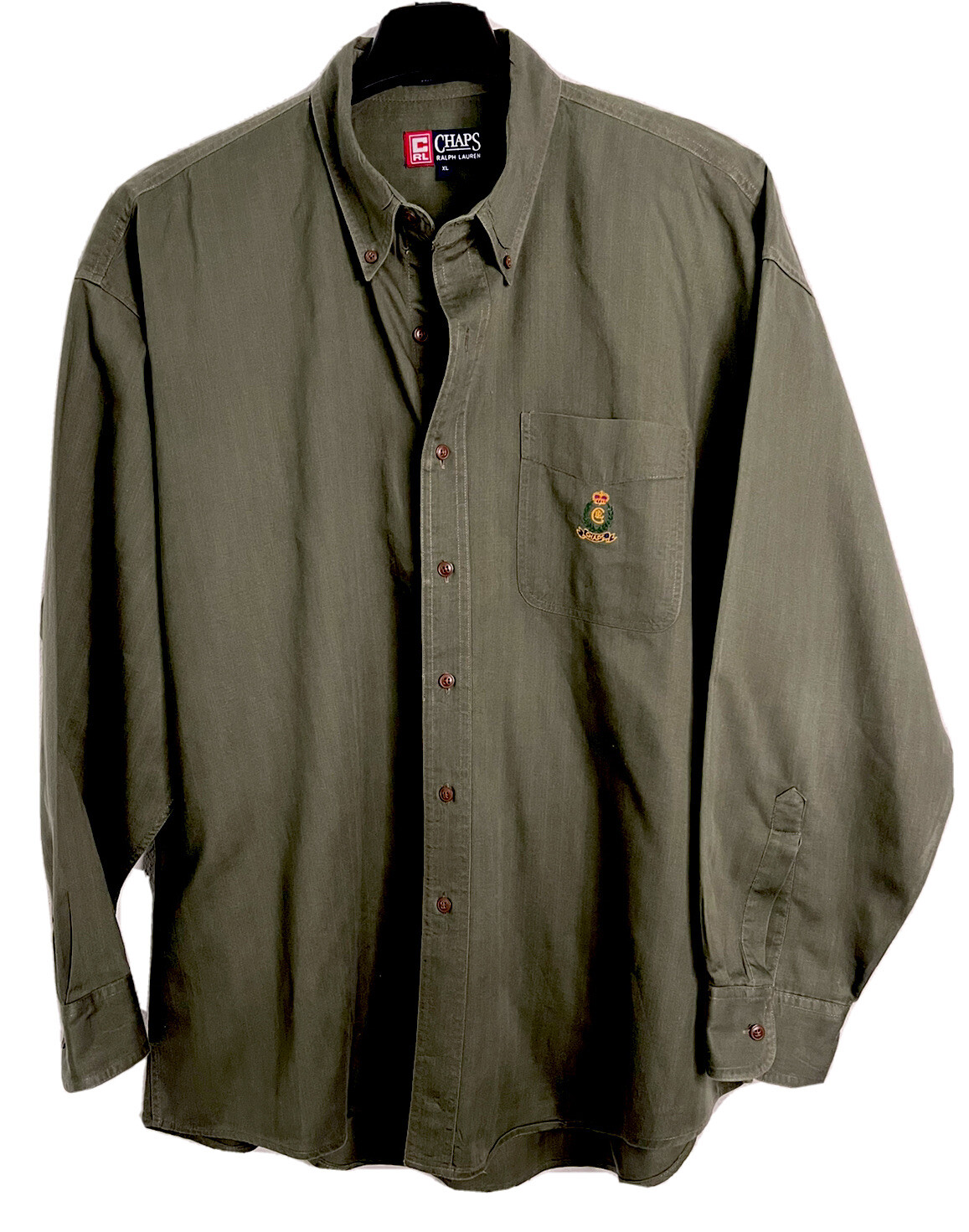 Chaps Ralph Lauren Mens XL Hunter Green Button Down Shirt Long Sleeve
