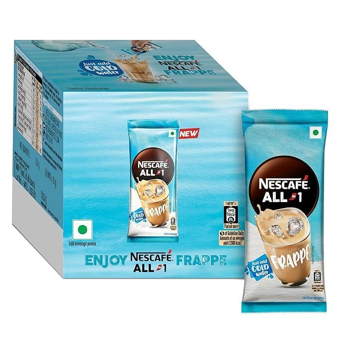 Nescafe All In 1 Frappe, Instant Cold Coffee Mix Powder, Bag, Pack
