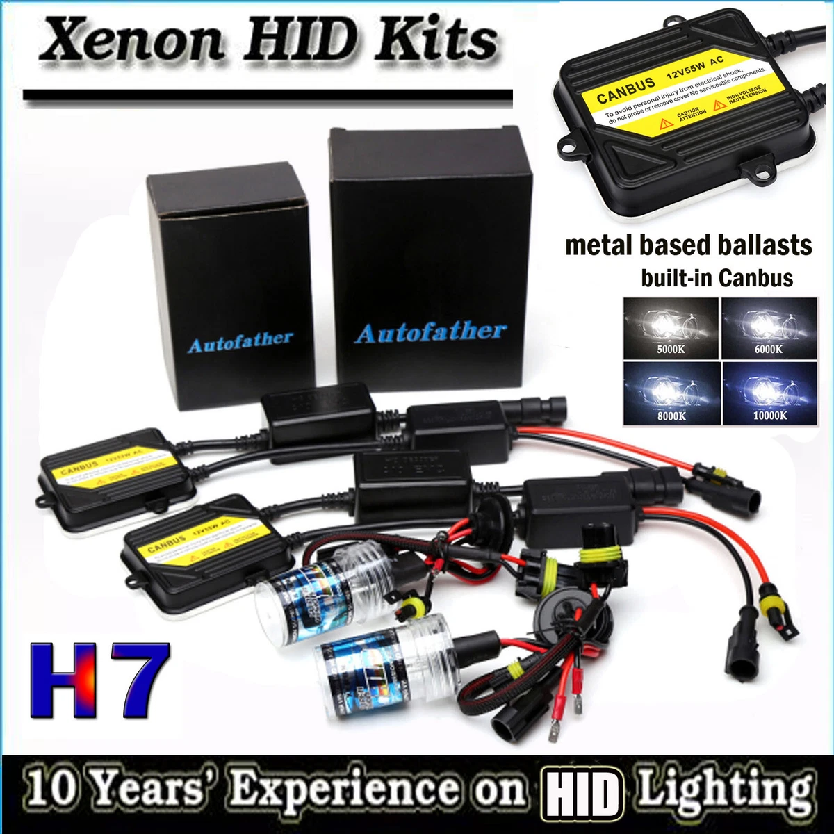 H7 XENON HID CONVERSION Headlights KIT Canbus ERROR FREE w Metal Based Ballast