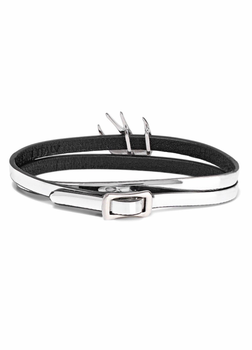Alexander McQueen Silver Leather Double Wrap Swarovski Crystal