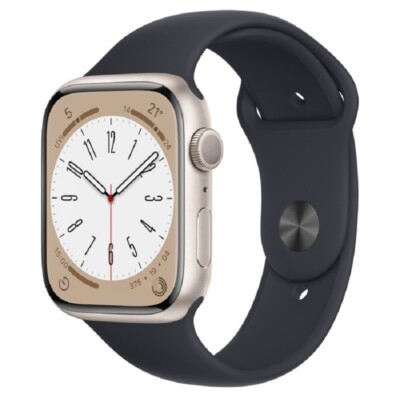 Apple Watch Series 8 GPS - 45mm - Starlight Aluminium, Black