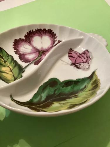 Mottahedeh Design The Exotic Plant 7” Divided Dish Rare Vintage