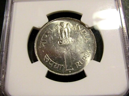 India 1964 (B) 1 Rupee Graded NGC MS 62 Coin Jawaharlal Nehru