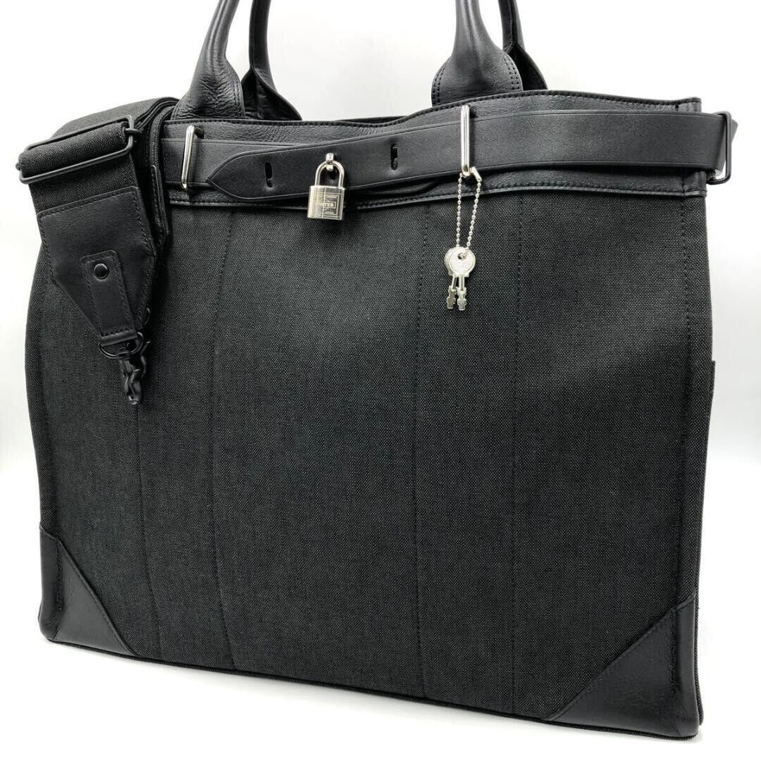 PORTER FORK 2WAY TOTE Shoulder BAG Handbag L Black Padlock PORTER FORK 2WAY TOTE Shoulder BAG Handbag L Black Padlock