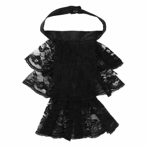 Victorian Renaissance Detachable Ruffled Lace Jabot Neck Fake Collar w/Button - Picture 20 of 27