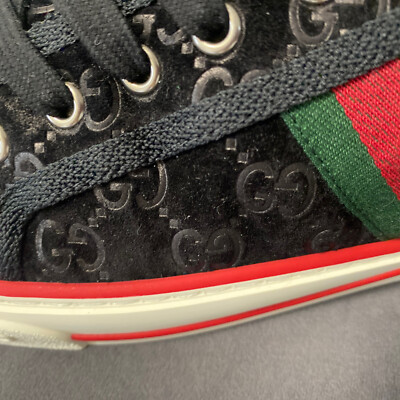 New Mens Gucci 1977 Shearling Lined GG High Top Black Sneakers G7