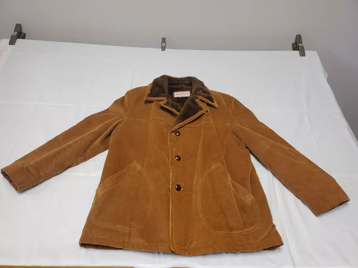 Vintage 70s McGregor Faux Fur Lined Corduroy Jacket Thick Ribbed USA Made  46 | eBay