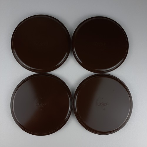 4 Oblique by PMC Dark Brown 6.5" Stackable high rim Salad Plates H7 USED - Picture 6 of 15