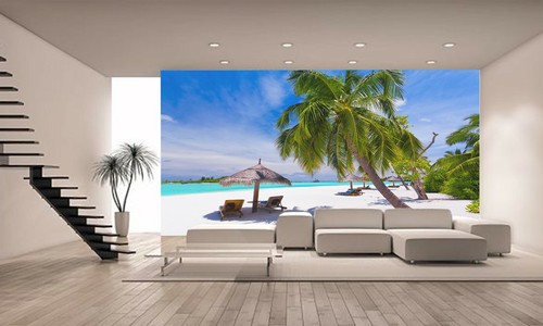 Póster de papel personalizado de papel pintado de pared mural de Palm Beach decoración del océano tropical - Imagen 4 de 6