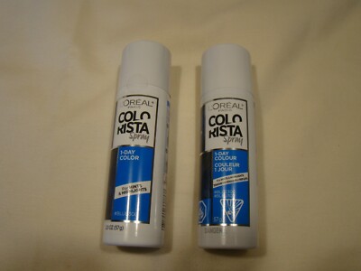 Lot of 2    L'OREAL Colorista Hair Makeup Blue #300 One Day Color Spray