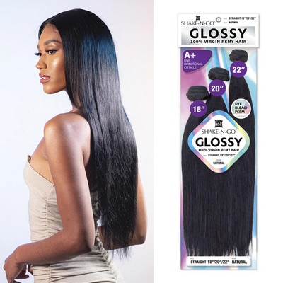 Glossy Virgin Remy Hair Weave - 3 Straight Bundles, Soft Texture, Easy Style