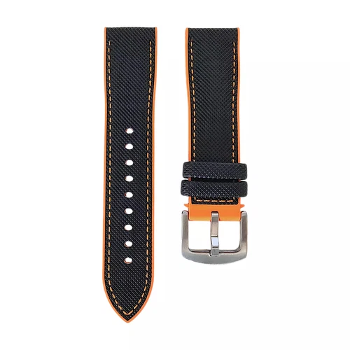 Elite Hybrid FKM Rubber Sailcloth Divers Watch Strap Band Two Piece 20 21 22 mm - Picture 29 of 94