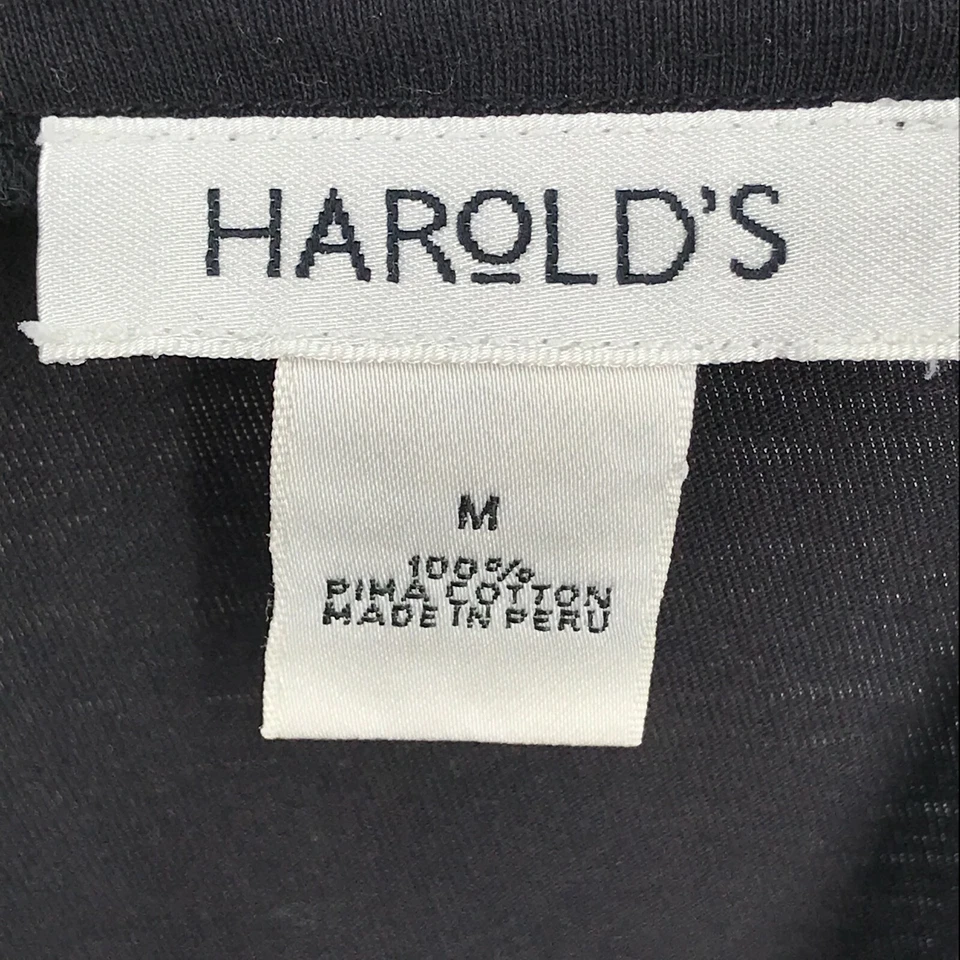 Harolds Womens Shirt Medium Black Long Sleeve Pullover Blouse Top Pima Cotton - Image 3 of 4