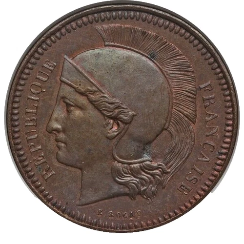 1848 France Republic Copper Piedfort Pattern 10 Centimes MS64 Brown NGC MS64BN