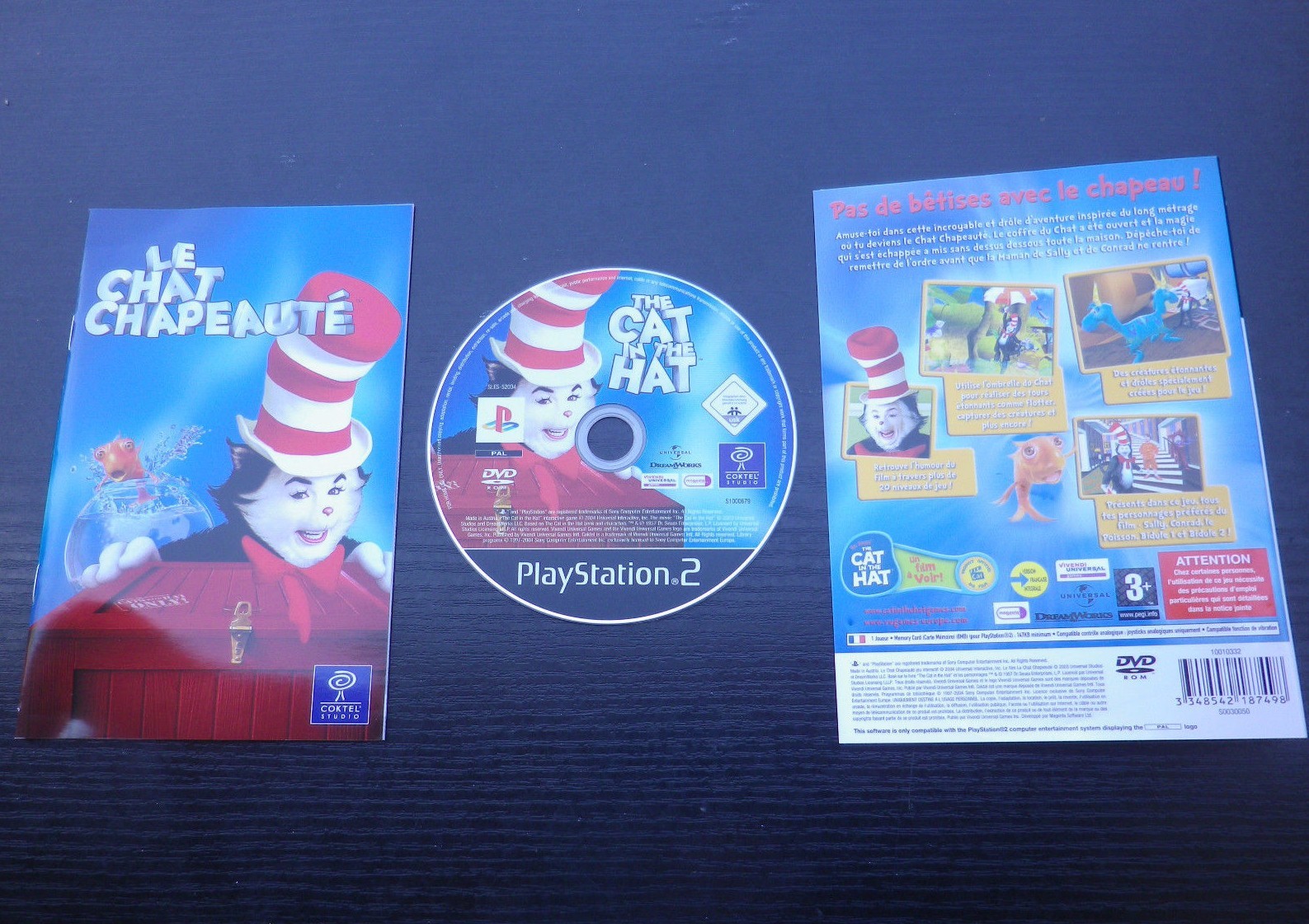 LE CHAT CHAPEAUTE : JEU Sony PLAYSTATION 2 PS2 enfants COMPLET