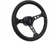 1969-94 Camaro 14 Leather 6-bolt Steering Wheel Black Holes Kit Iroc