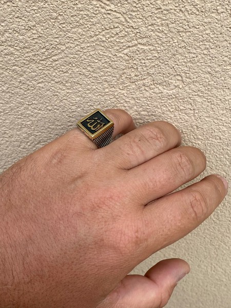 Alternate view of Mens 14k Gold Plated Solid 925 Sterling Silver Islamic Allah Muslim Arabic Ring