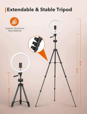 TaoTronics CL027 12'' Ring Light with 3 Color Modes 61  Tripod Stand LED35