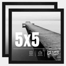 LaVie Home 5x5 Picture Frame 2 pack, Display Pictures 5 x 5 Poster 5x5, Black