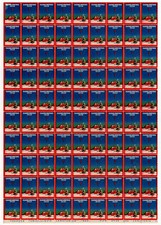 1934 WX75 Winter Night/Snow Partial Sheet of 90 US Christmas Holiday Seals MNH