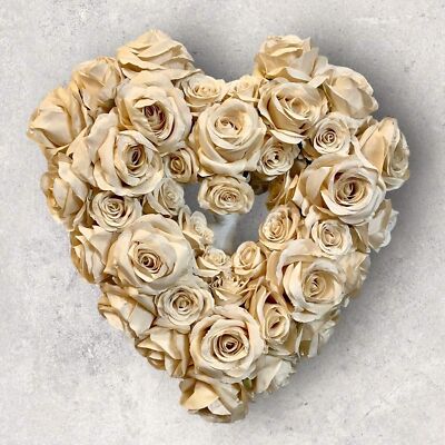 14  Off-White Vintage Rose Heart Shaped Wreath By Valerie Parhill