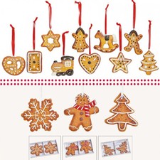 Christbaumschmuck Lebkuchen Weihnachtshänger Set Baum Stern Herz Brezel Deko NEU