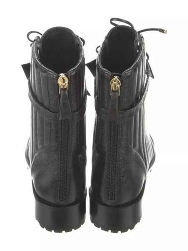 $795 Alexandre Birman women's Quilted Clarita lace up Boots - 37.5 / 7.5 - Black - Picture 4 of 9