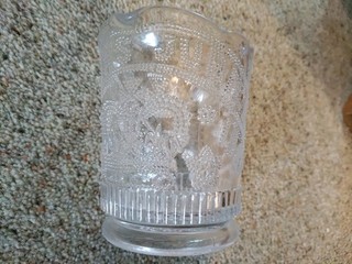 Antique Queen Victoria Golden Jubilee clear stippled pressed glass jug 1837 1887