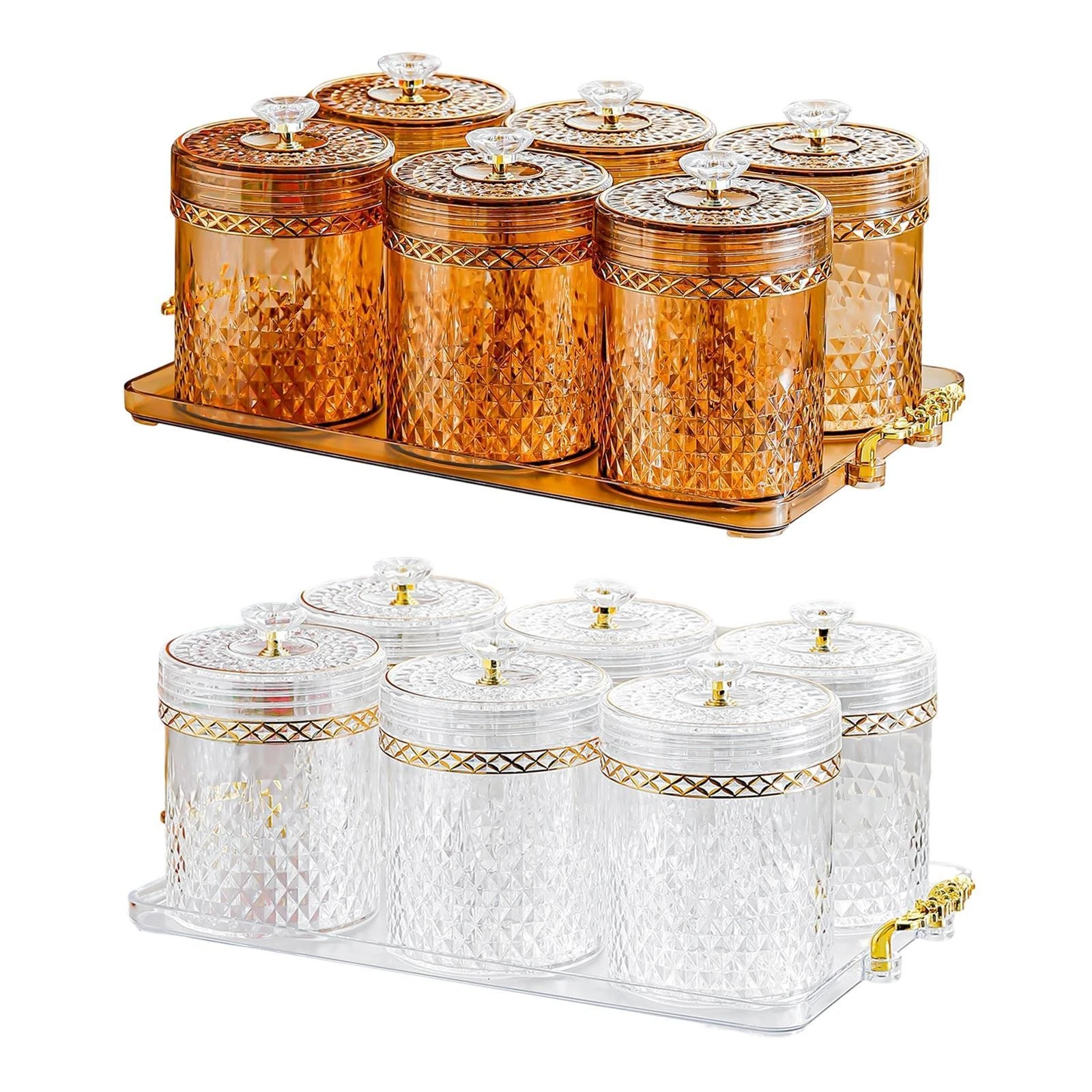 Food Storage Jar Organizer Cabinet with 6 Bottles Gifts Coffee Bean Drawer