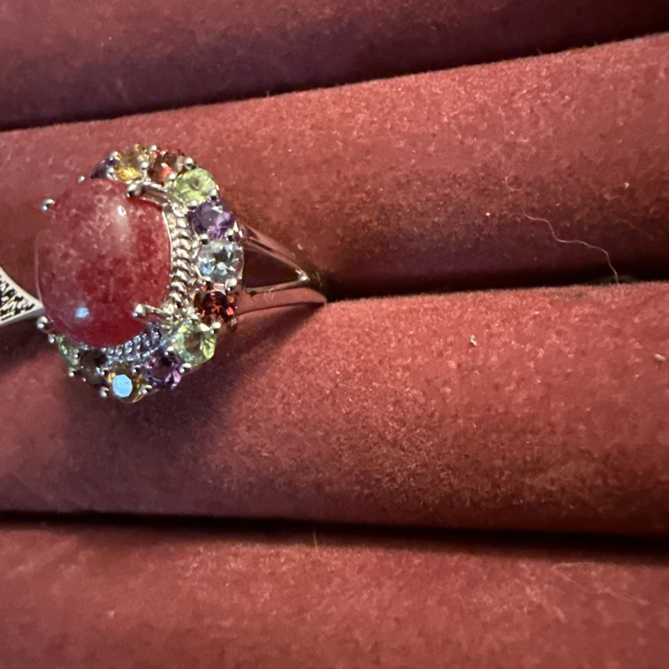 ANILLO PLATA ESTERLINA JADE Y MÚLTIPLES PIEDRAS PRECIOSAS Foto 2 de 4