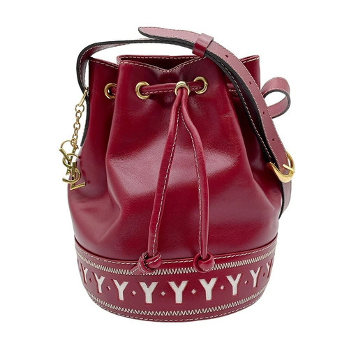 Yves Saint Laurent Y Cut Bucket Bag Red Cassandra Charm Vintage Auth