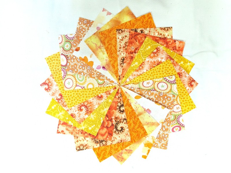 10 10" Quilting Fabric Squares Sun Kiss/Yellows/Orange/Gorgeous !!!