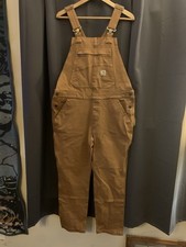 Carhartt Bib Overalls Womens Large 12/14 Brown Double Knee Workwear