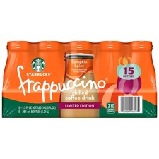 15 pack Starbucks Pumpkin spice Frappicino Chilled Coffee Drink, 9.5 fl oz,