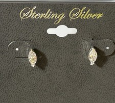 Sterling Silver Cubic Zirconia Diamond Shaped Stud Earrings