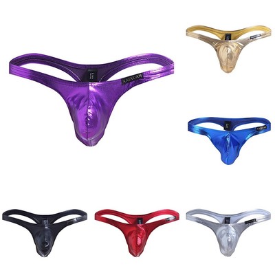 Herren Stretchige Gstring Unterwäsche in glänzendem Leder für Komfort und Stil