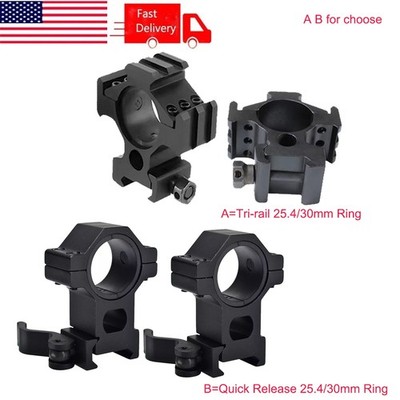 High Profile 25.4&30mm Ring Scope Quick Release/Tri-rail Picatinny Raik Mount US