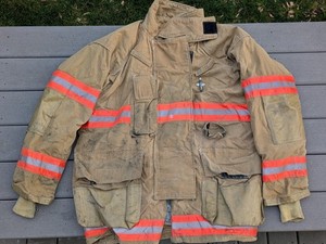 Firefighter Turnout Bunker Coat Jacket, Size 54x35, Brown