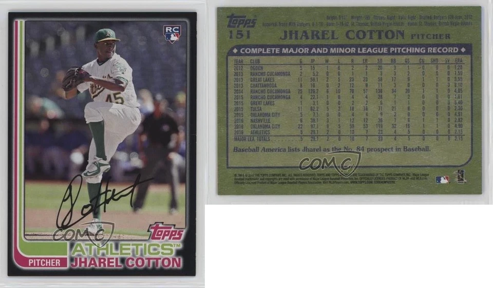 2017 Topps Archives 1982 Black 1/1 Jharel Cotton #151 Rookie RC 13iq - Image 3 of 3