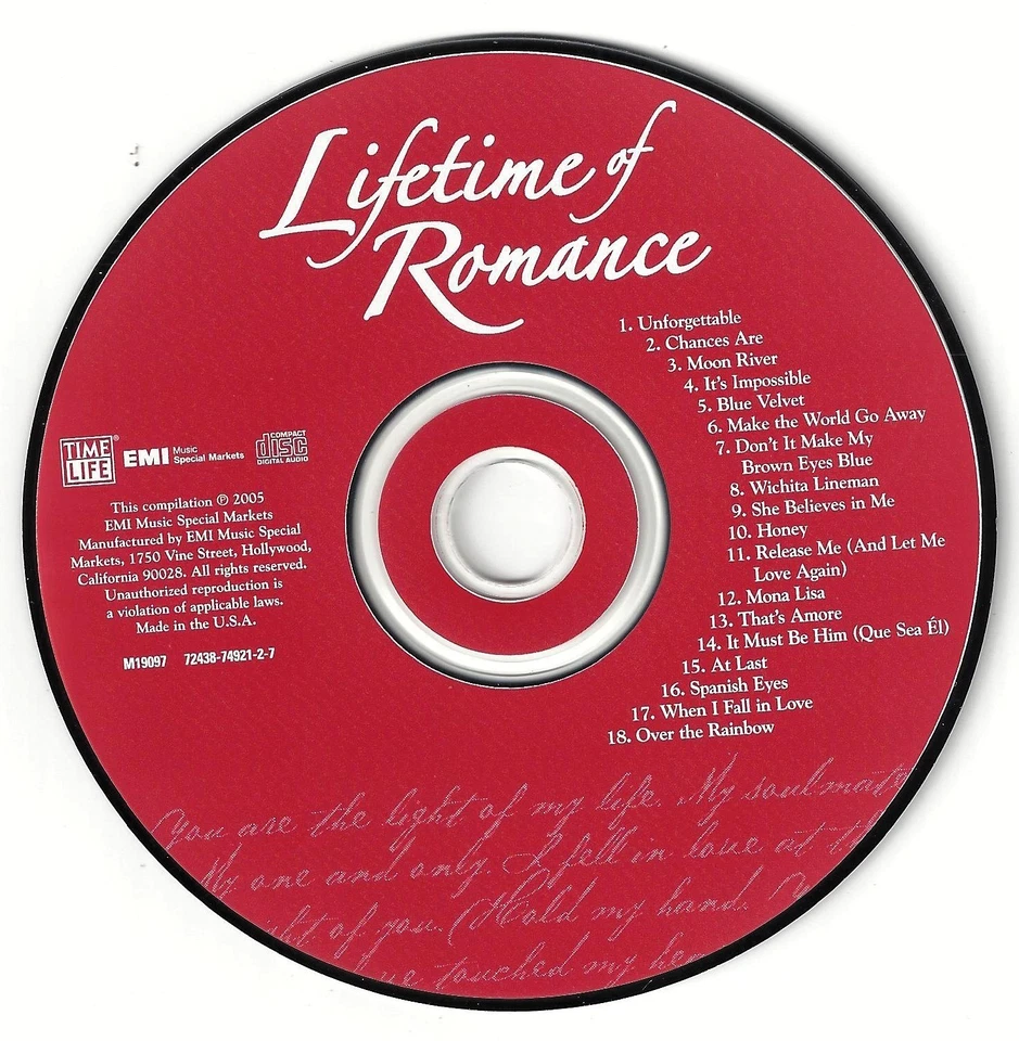 Lifetime of Romance - Various Artist (CD. 2005, EMI Music) Time Life M19097 - Image 4 of 4