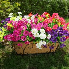 Artificial Flowers for Outdoors Fake Plants Outside Decoration, 12 Bundles Si...