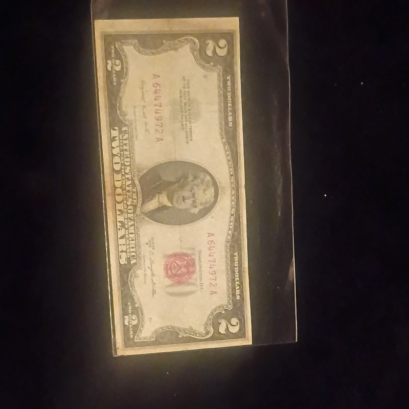US $2 Two Dollar Banknote Red Seal Serial A64474972A Circulated Uncertified