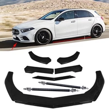 Front Bumper Lip Splitter Spoiler Glossy Black Body Kit For Mercedes Benz A